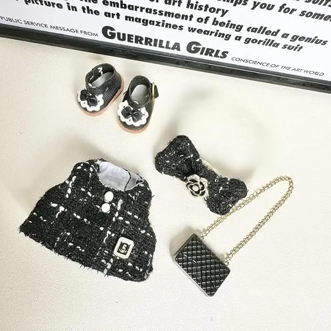 15cm-17cm Doll Clothes Suitable for labubu 17cm 15cm Dolls Accessories Sitting No Doll Only Clothes 17cm labubu 1bag+1shoes+1dress+1hairband No Doll