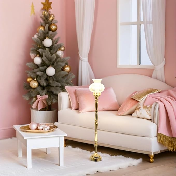 TOYANDONA Miniature Dollhouse Lamp - 1/12 Scale Doll House Floor Lamp Miniature Dollhouse Lights Led Battery Operated for Doll House Decoration Accessories