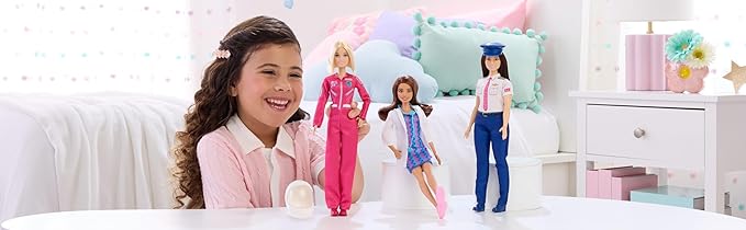 Barbie Careers Pilot Fashion Doll Wearing Removable Look with Flight Uniform & Shoes, Plus Hat Accessory