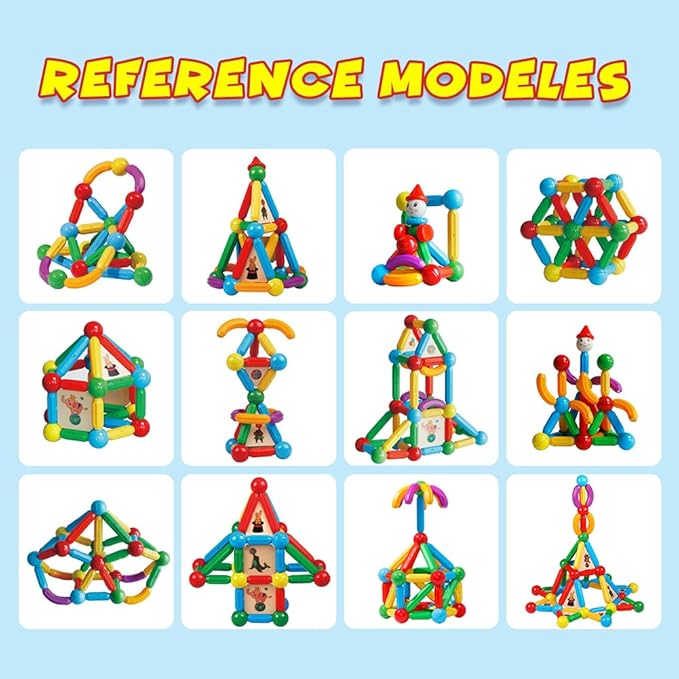 MAGBLOCK 136PCS Magnetic Sticks Toy Building Blocks Capable of Interconnection Magnet Tiles Balls Construction STEM Educational Learning Toys for 3+ Year Old Boys & Girls - Ideal Children's Gift Set
