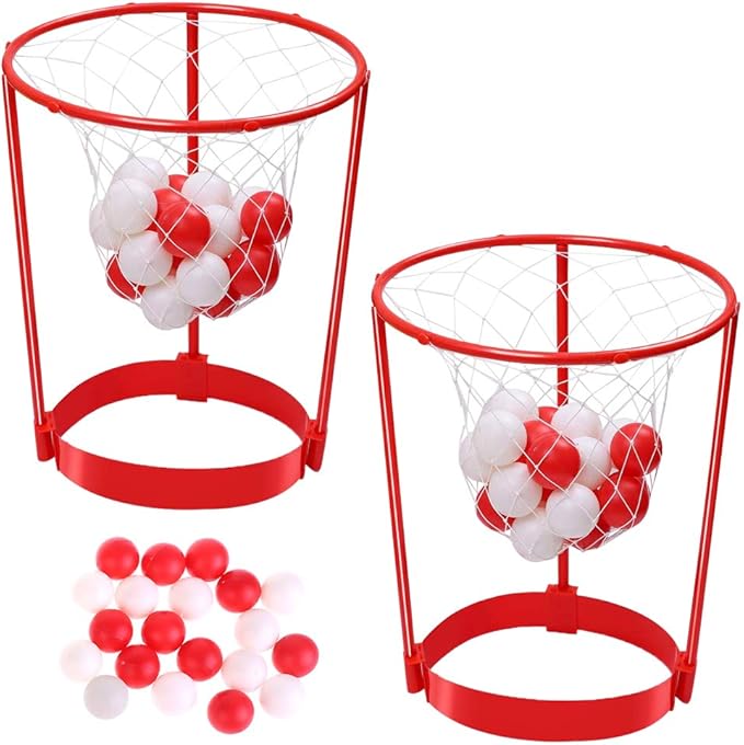2 Pack Head Hoop Basketball Party Game for Kids and Adults, Adjustable Basket Net Headband with 20 Balls for Carnival Party Birthday Party Family Indoor Outdoor Game