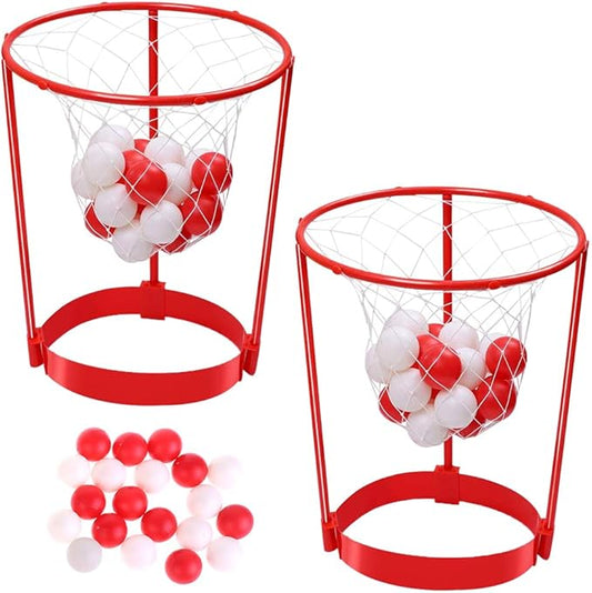 2 Pack Head Hoop Basketball Party Game for Kids and Adults, Adjustable Basket Net Headband with 20 Balls for Carnival Party Birthday Party Family Indoor Outdoor Game