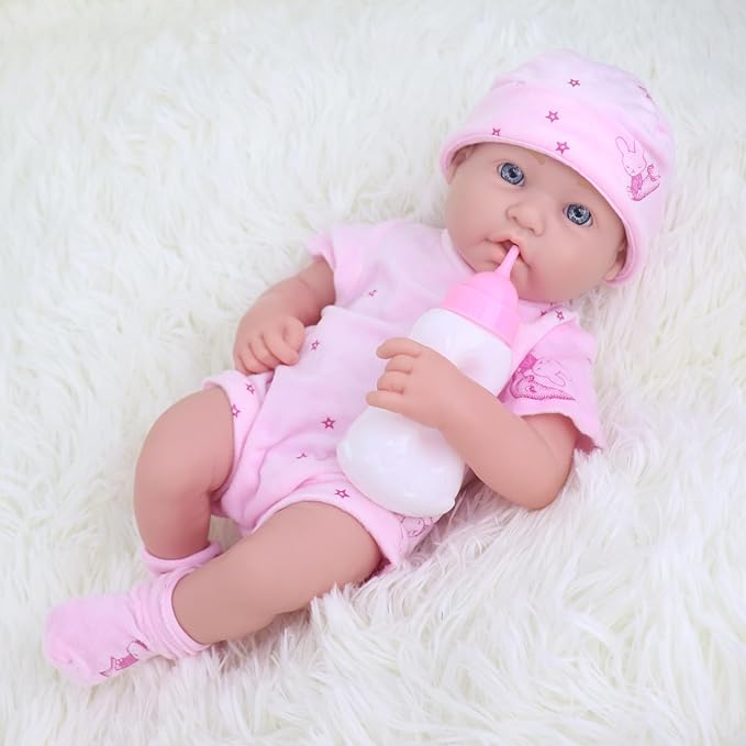 UNICORN ELEMENT 14 Inch Baby Doll-Baby Dolls with 15 Piece Accessories Set, Soft Body Baby Girl Doll, with Bottle & Pacifier, Clothes and Hats, Gift Box for Toddlers Ages 3 4 5