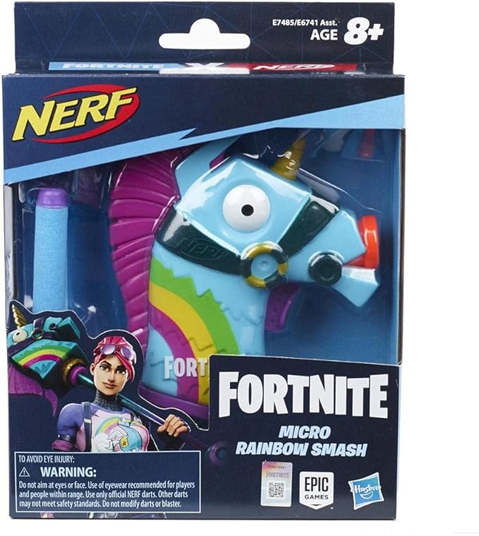 Nerf MicroShots Fortnite Rainbow Smash - Mini Dart-Firing Blaster and 2 Official Elite Darts - for Youth, Teens, Adults