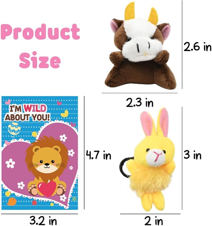 UMEELR 28PCS Small Stuffed Animal Keychain, Mini Plush Animals Toys Bulk for Kids Easter Basket Stuffers Egg Hunt Party Favors