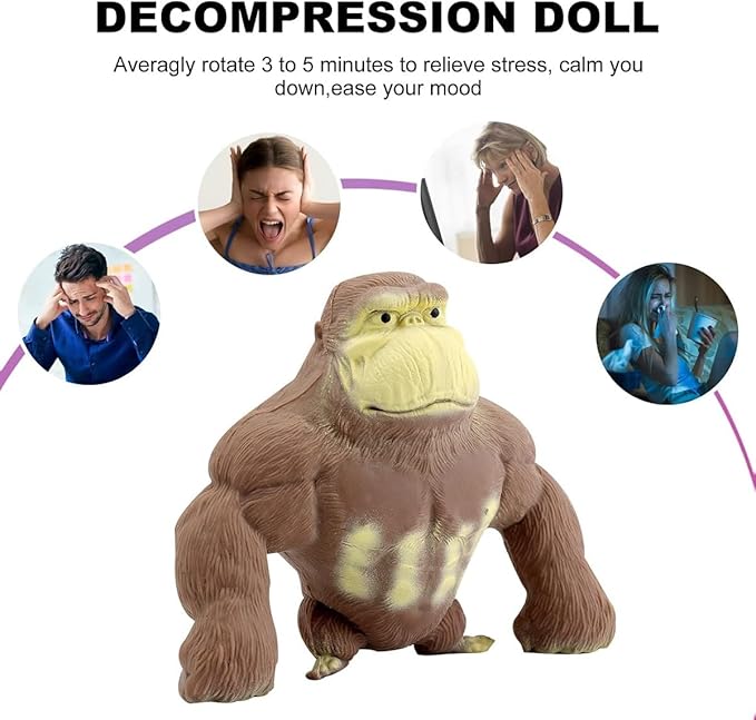 Stretchy Glue-Sand Filled Rubber Gorilla, Latex Gorilla Soft Decompression Doll Toy,Squishy Monkey Toy, Animal High-Elastic Stretchable, Decompression Toy for Adults and Children (Gorilla-L)