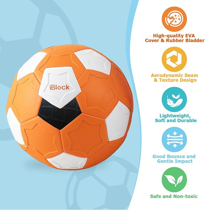 Curve Soccer Ball for Kids Size 4, Swerve Soft Soccer Ball for Boys and Girls, Indoor and Outdoor Activities Games, Safe Kick Play in Inside House, Backyard and Lawn, Comes with Pump