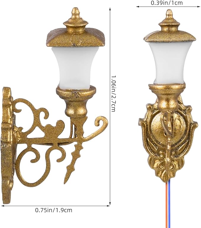 DOITOOL 4Pcs Dollhouse Wall Light Mini Vintage Dollhouse Wall Sconce Lights Decorative Miniature Lamps for DIY Micro Landscape Sand Table Ornaments - Golden