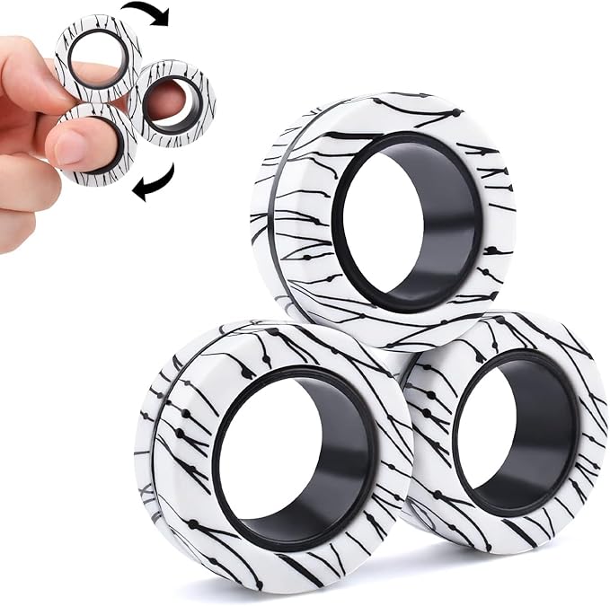 Cevioce Easter Basket Stuffers,3 PCS Magnetic Rings Fidget Toys for Teens Adults Boys,ADHD Anxiety Magnetic Fidget Ring Spinner,Kids Coolest Stress Relief Toy Birthdays Gift for 8 9 10 11 12+ Year Old