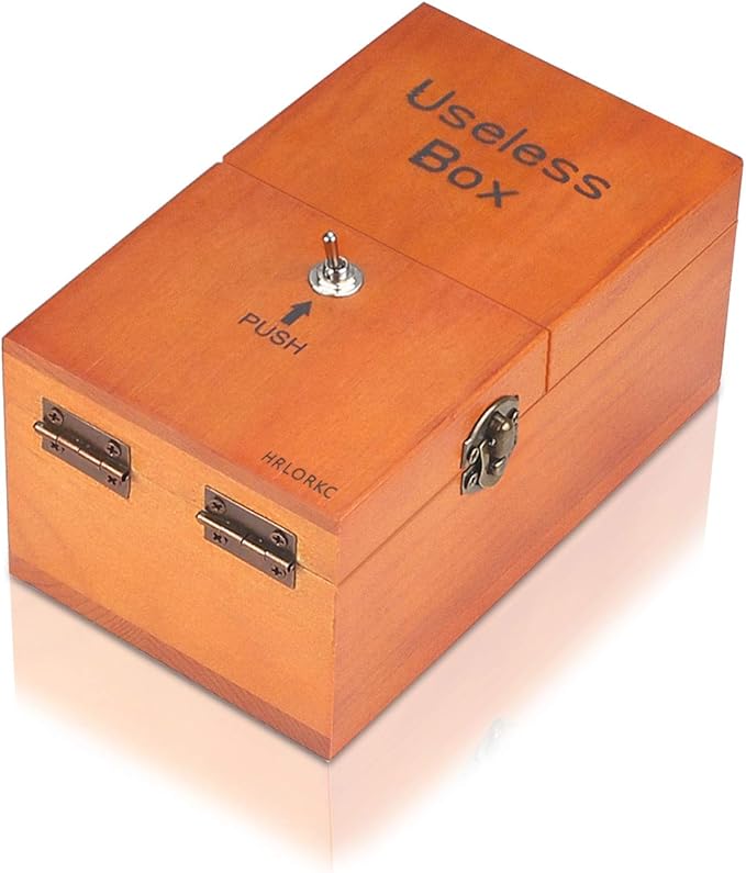 Useless Box with Surprises Wooden Useless Box Fully Assembled Toy for Adults and Children