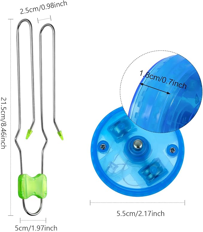 Gejoy 4 Pcs Magic Rail Twirler Easter Kids Retro Toys Light up Magnetic Gyro Wheels Toy Gyroscope Rail Game Classic Vintage Gravity Sensory Toy Gift for Boy Girl(Straight Line Style,Blue, Green)