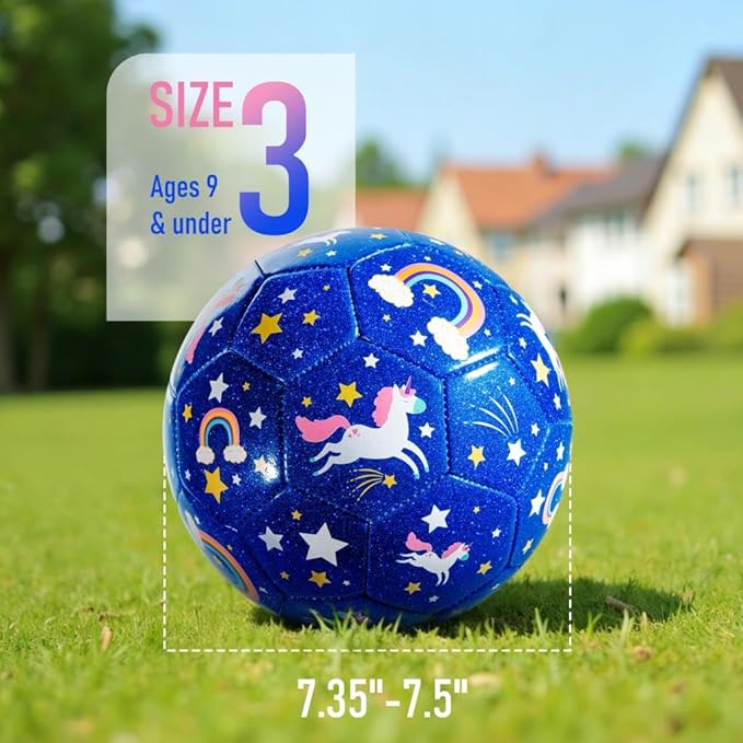 Richball Size 3 Soccer Ball Girls, Unicorn Soccer Ball for Kids, Toddler Outdoor Activity for Girls Age 1-3 3-6, Christmas Birthday Present