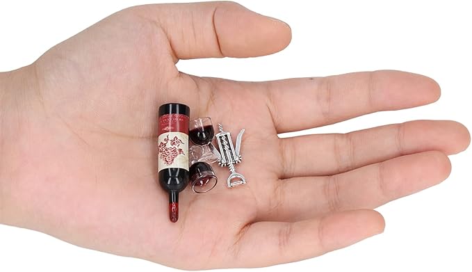 Mini Wine Bottles Set, 1:12 Scale Doll House Accessories, Miniature Doll Bottles with Bottle Opener, for Dollhouse Fairy Garden Pub Bar Dolls House