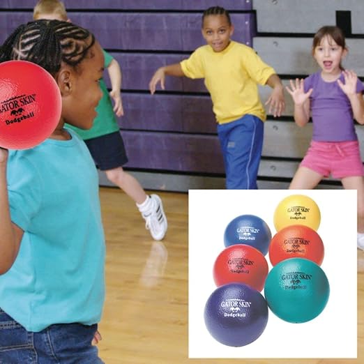 S&S Worldwide Gator Skin Foam Dodgeballs - Easy Grip Starter Balls, Low Density Foam for No Sting, Durable Coating, Tear and Puncture Resistant, 6 inch Small Size for Kids, Multicolor, 6 Pack
