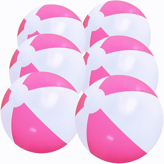 6 Pack Beach Balls, Large Inflatable Beach Balls Bulk, for Parties, Beach, Pools & Play