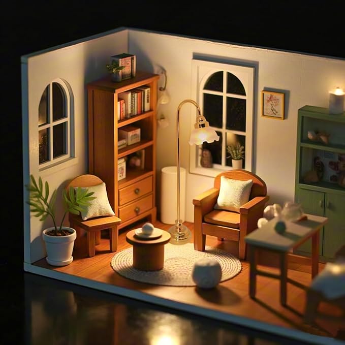 2 pcs Dollhouse Miniature Floor Lamps, 1:12 Scale LED Battery Operated Dollhouse Lights for Dollhouse Accessories
