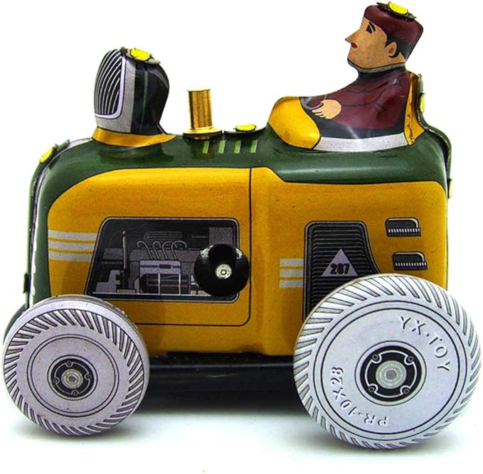 Charmgle Vintage Spring Wind Up Toys Clockwork Tinplate Toy, Small Tractor Playthings Christmas Stocking Stuffers Gifts Home Ornament Adult Collection
