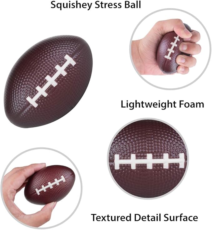 Super Z Outlet Mini Foam Sports Balls for Kids Adults Mini Baseball Football Basketball Soccer Stress Bulk Toy Game Party Decoration Relaxable (Football) - Pack of 12