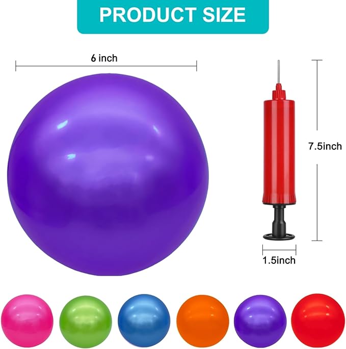 6 Pcs 6 Inch Inflatable Bouncy Balls, with 1 Hand Air Pump