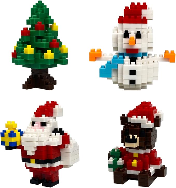Pinkiwine 4 Pack Christmas Building Block Toys for Kids Boys Girls Teens Christmas Stocking Stuffers Gifts