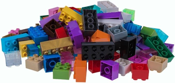 Strictly Briks Building Toy Big Blocks - Compatible with Lego Duplo Set for Toddlers & Kids Creative Play & Learning, 108 Set/Solid & Clear Rainbow
