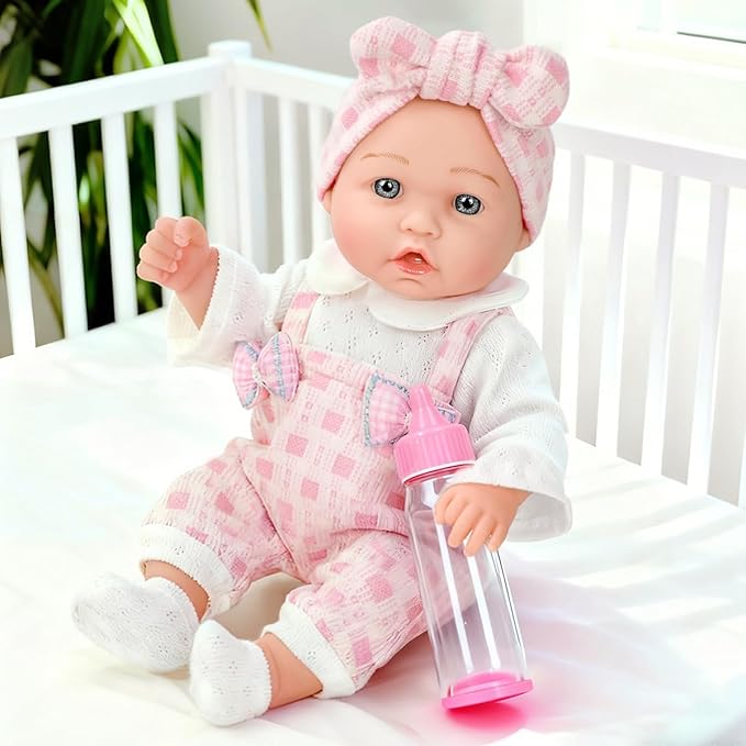 12" Girl Baby Doll Playset with Accessories and Clothes in Gift Box for Little Girls,12 Inch Small Realistic Baby Dolls Pacifier Bottle Pretend Baby Care Toy Set for Child Toddler 3+ Gift Collection