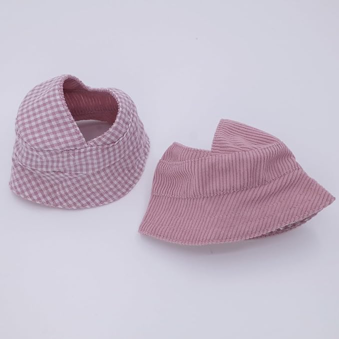 Etistta 6.7 inch Doll Clothes with Hat, Corduroy Bib Pants Overalls for 17cm Doll Accessories Outfits (Pink)