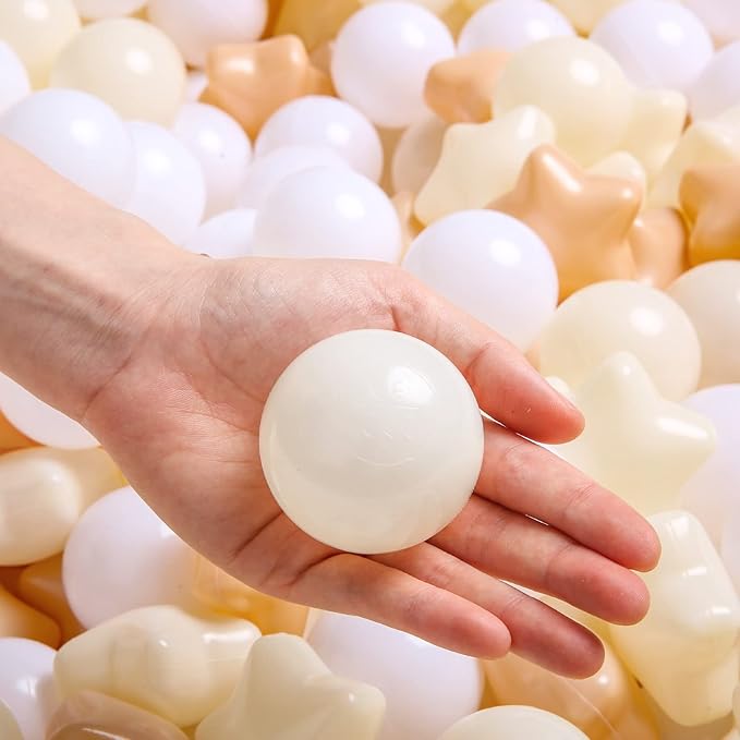 TRENDPLAY Star Ball Pit Balls for Toddlers -50 100 200 Count Star Balls Different Shapes, Non-Toxic Plastic Balls for Safe Play, Boys Girls Festival Party Decoration