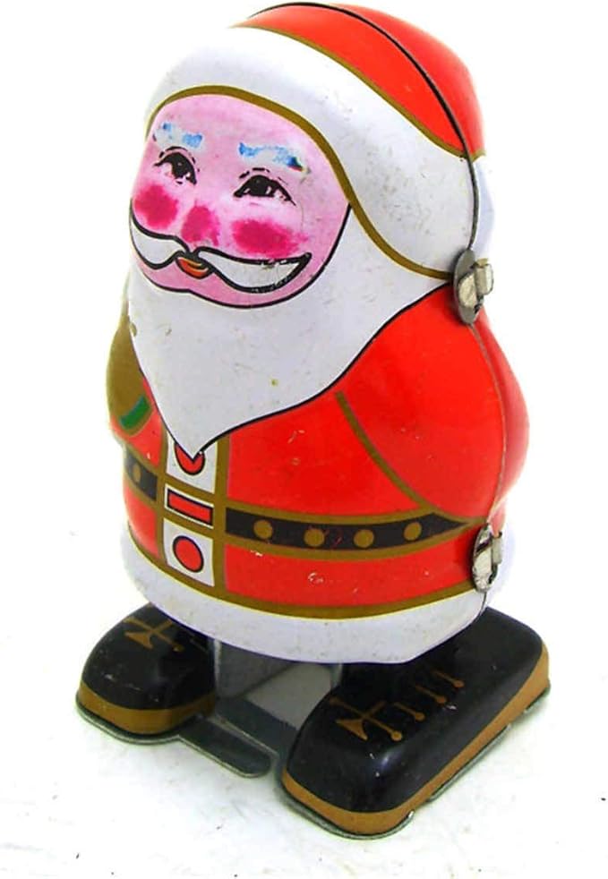 Charmgle Wind-Up Tin Toy Santa, Retro Walking Robot Adult Collection Clockwork Toy, Xmas Party Favor Toys Home Store Stage Decoration