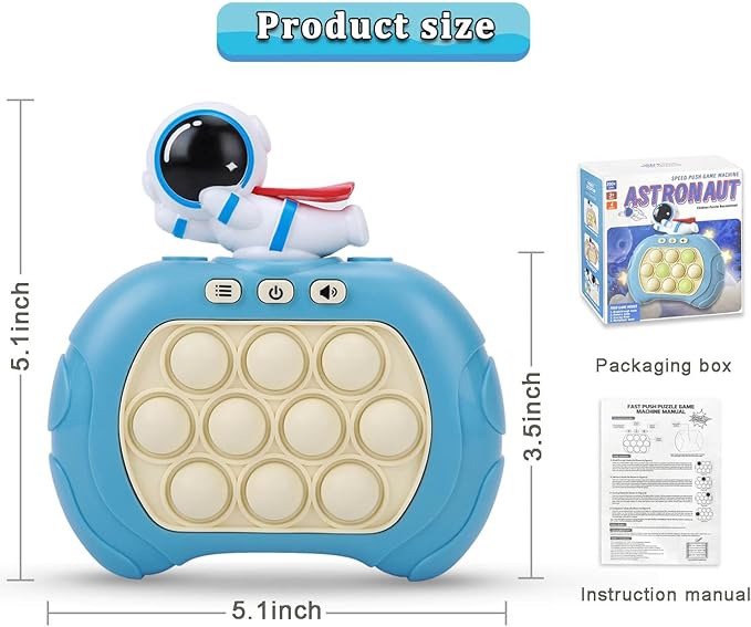 Fast Push Bubble Game for Kids & Adults, Version 2, Pop Light Up Quick Push Fidget Toy Handheld Game. Great for 8-12 Year Old Boys & Girls, Travel Toys for Children