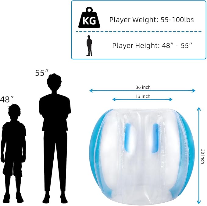 Theefun Bumper Balls, 2 Pack 36inch Inflatable Sumo Ball Bopper Toys for Kids 50-100lb, Physical Outdoor Active Play, Giant Human Hamster Knocker Body Zorb Ball, Body Bubble Soccer Ball