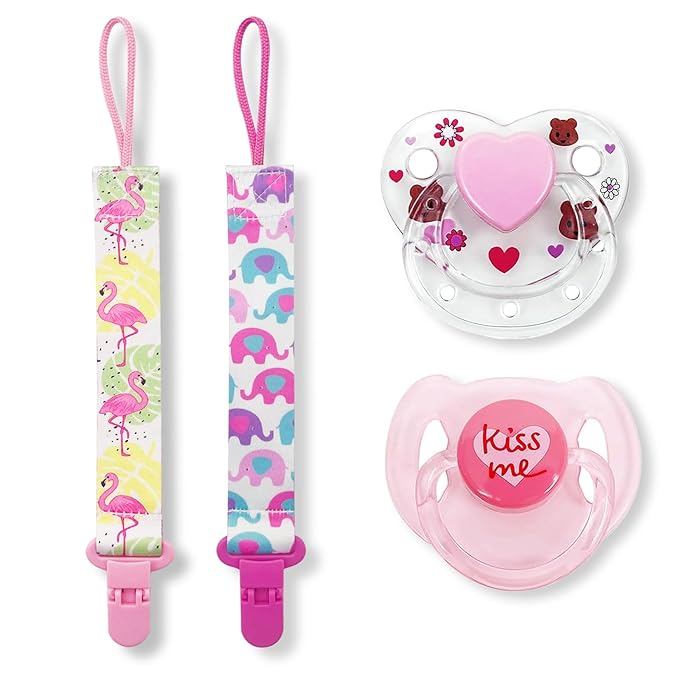Reborn Doll Magnetic Pacifier Feeding Set, Realistic Care Accessories with Bottle, Rainbow Magnetic Pacifier & Rainbow Clip, for Kids Gift