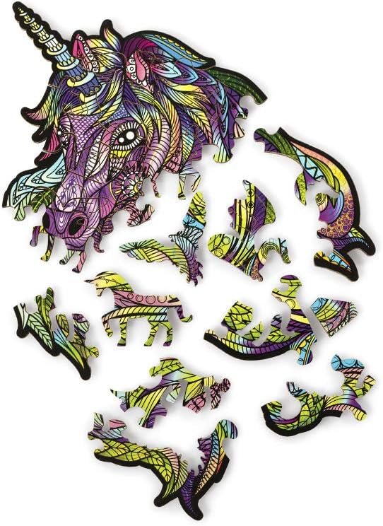 Wood Trick Purple Wind Mini Wooden Jigsaw Puzzle for Adults and Kids - 6.3 x 6.7 in - Animal Unique Shaped Figured Jigsaw Puzzle Pieces - Premium Quality