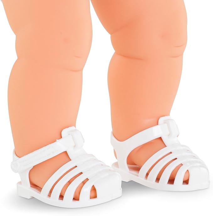 Corolle White Sandals Baby Doll Outfit Accessory - Mon Grand Poupon Clothes and Accessories fit 14" Dolls, for Kids Ages 3 Years and up