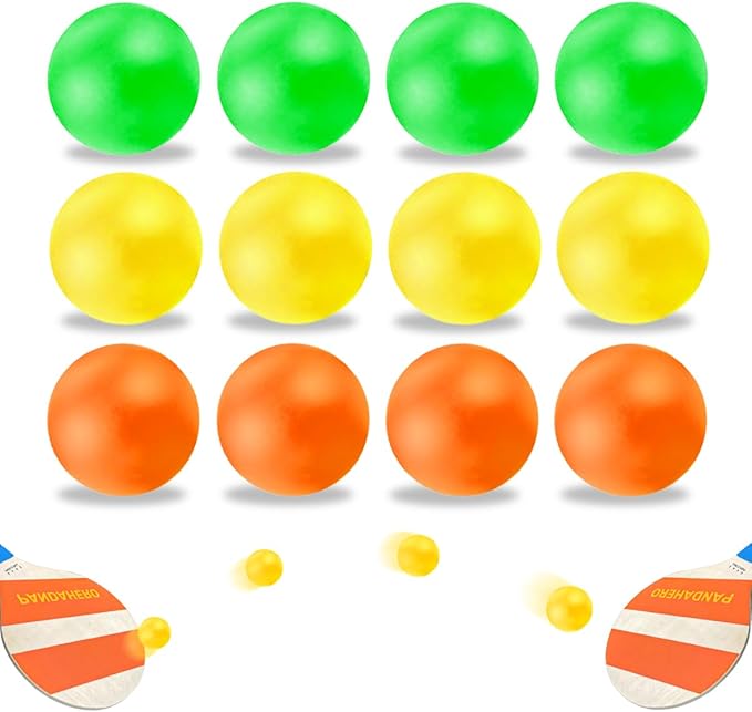 Pandahero Beach Paddle Ball Replacement Set - 12 Colorful High Visibility Waterproof Balls, Suitable for Smash Ball, Pro Kadima, and All Kinds of Outdoor Beach Paddle Games
