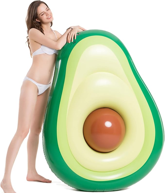Jasonwell Inflatable Avocado Pool Float Floatie with Ball Water Fun Large Blow Up Summer Beach Swimming Floaty Party Toys Lounge Raft for Adults (L)
