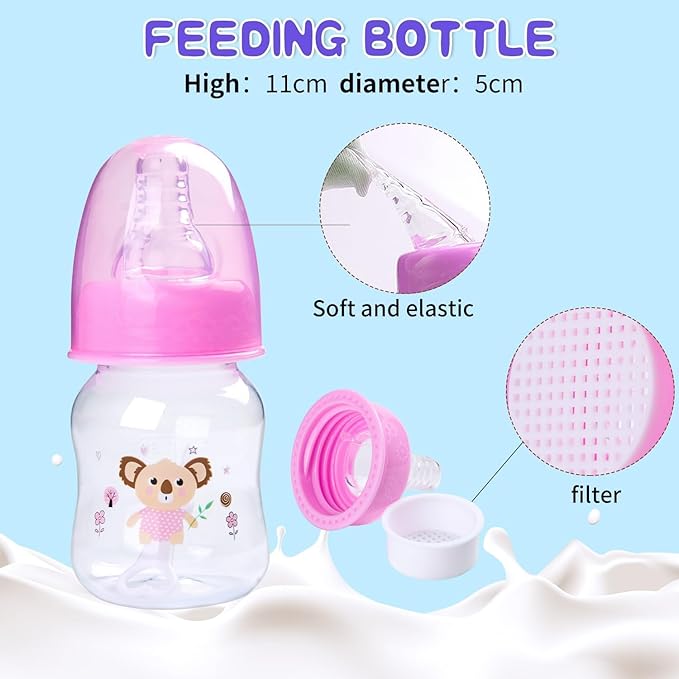 8 Pcs Reborn Baby Doll Clothes Girl Pink Accessories Set for 17-22 Inch Reborn Doll Clothes with Diaper Bag Kids Purple Gift Set