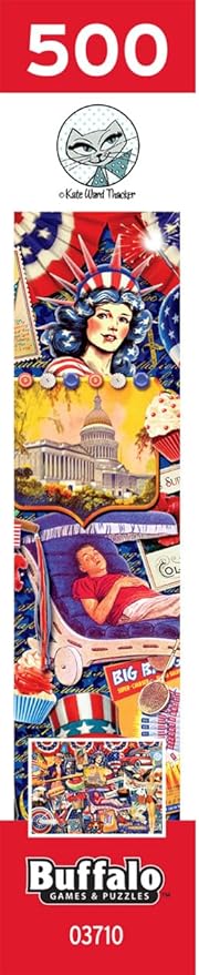Buffalo Games - Kate Ward Thacker - All American Collage - 500 Piece Jigsaw Puzzle Colorful Puzzle for Adults – Precision-Cut Pieces, Beautiful Artwork, and Hours of Relaxing Fun