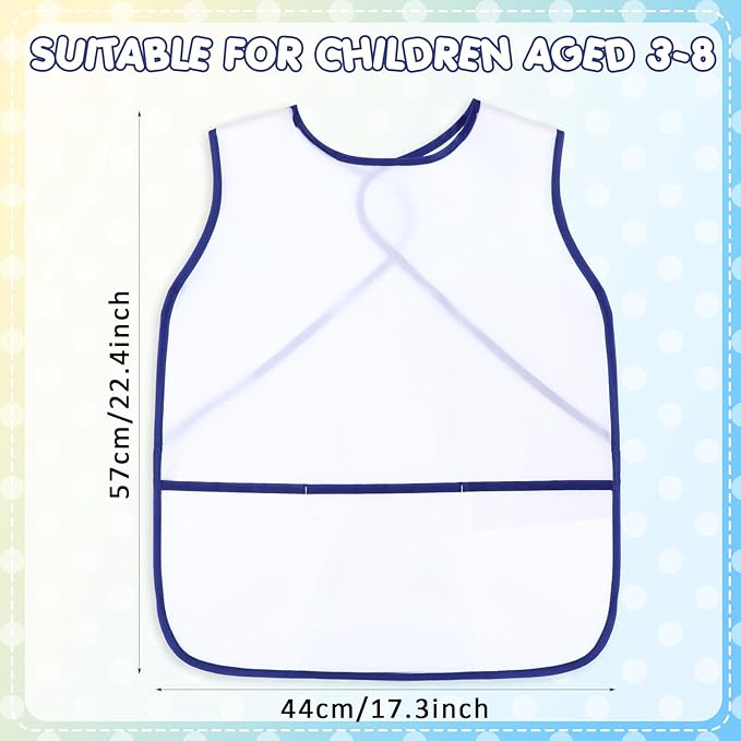 12 Pcs Art Smock for Kids Waterproof Painting Aprons Sleeveless Children with Pockets Age 3 to 8 Paint Craft Activity