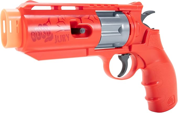 Rekt Jury Revolver CO2-Powered Foam Dart Blaster Pistol Gun, Red