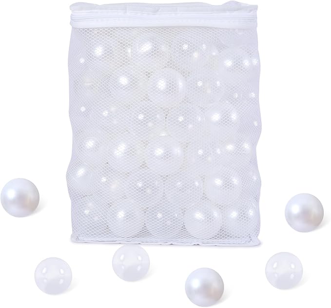 Ball Pit Balls for Kids, Plastic Refill 2.2 Inch Balls, 100 Pack, Bright Colors, Phthalate and BPA Free, Includes a Reusable Storage Bag with Zipper