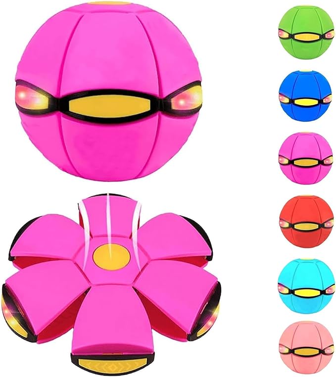 Magic Bouncing Ball, Magic Bouncing Ball with 6 Light, Dual Form Freely Switchable, Parent-Child Interaction Suitable for Indoor & Outdoor Use (Pink)
