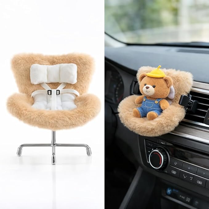 Ezcora Accessories for 10-17cm Dolls, Doll Car Seat with Clip onto Car Air Vent, Includes Seat Leg for Desktop Display (Orange)