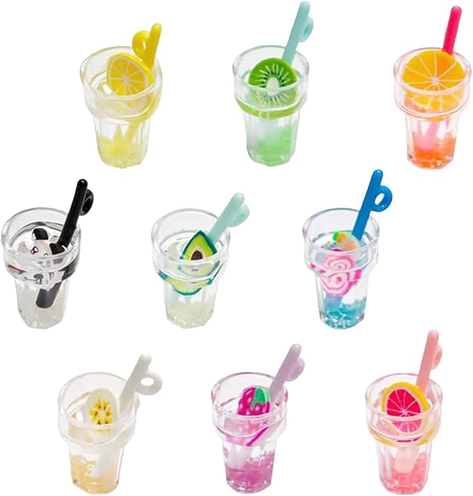 9Pcs 1:12 Scale Mini Miniature Bottles Wine Bottles miniverse Make it Mini Food Mini House Drink Accessories Dollhouse Decoration (9pcs Fruit Bottle)