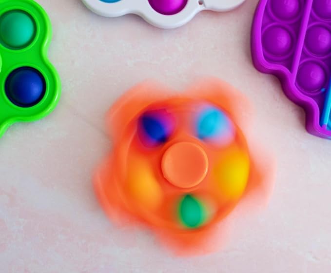 Pop Fidget Toy Spinner Orange Star 5-Button Bubble Popping Game | Satisfying Hand Popper Sensory Toys for Special Needs, ADD, ADHD | Anxiety and Stress Relief Games, Novelty Gifts