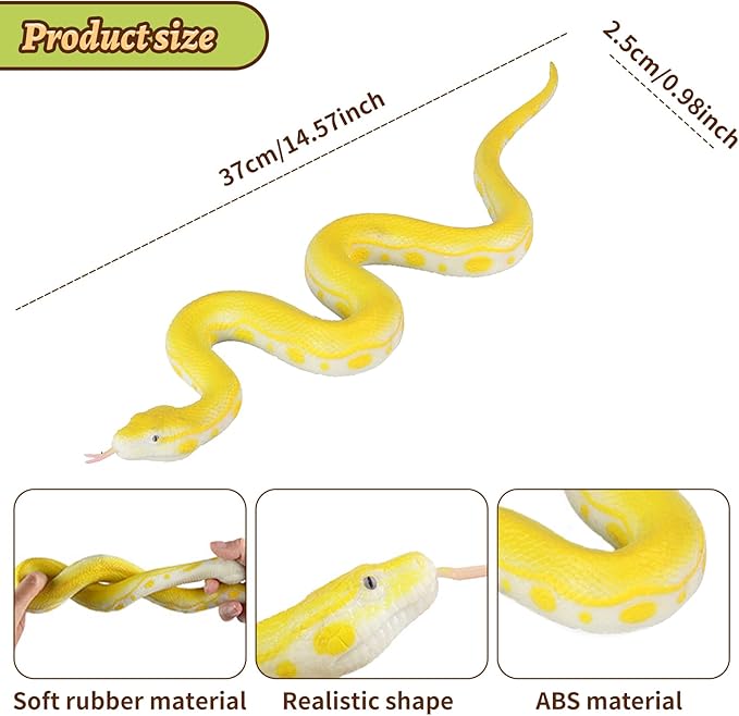 LRCXL Realistic Fake Snakes Toy Soft Rubber Snakes to Keep Birds Away - Python Snake Toys for Garden Props to Keep Birds Away, Scare Squirrels, Mice, Pranks Halloween Decoration Props