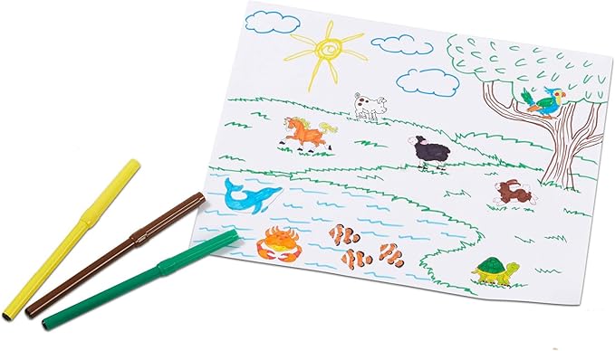 Melissa & Doug Deluxe Wooden Stamp Set: Animals - 30 Stamps, 6 Markers, 2 Stamp Pads Kids Art Projects, Wooden Stamps with Washable Ink, for Kids Ages 4+