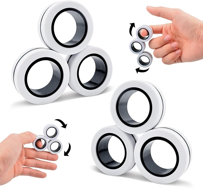 Cevioce Easter Basket Stuffers,6 PCS Magnetic Rings Fidget Toys Set for Adults Boys Teens,ADHD Anxiety Fidget Spinner Magnetic Ring Stress Relief Toy Kids Birthdays Gifts for 8 9 10 11 12+ Year Old