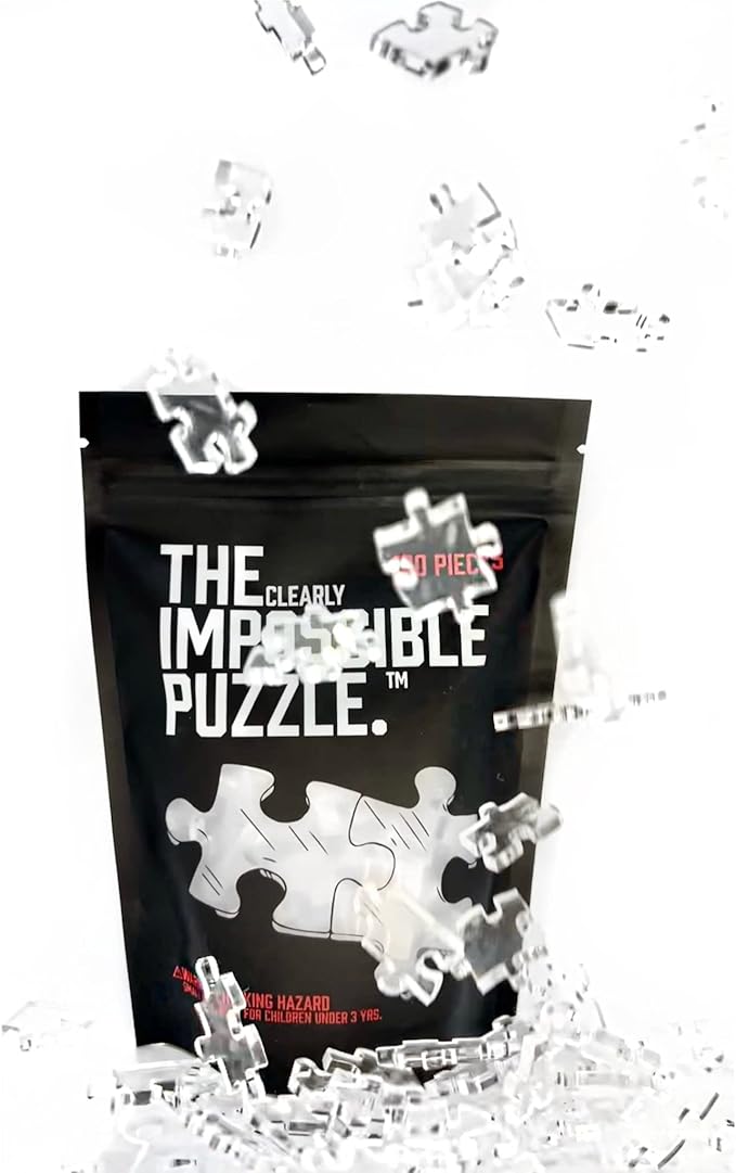 CM Originals The Clearly Impossible Puzzle 500 Pieces Hard Puzzle for Adults (Acrylic, Jigsaw, 18.75x11 inches, 1 Pound, Made in USA)