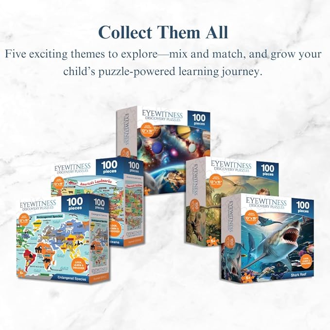 Eyewitness Discovery Puzzle T-Rex Dinosaur, 100 Piece Jigsaw for Kids, Educational Learning Toy for Boys & Girls, Children Ages 5+